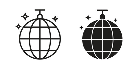 Disco ball icon concept outline symbol design. Simple element illustration.