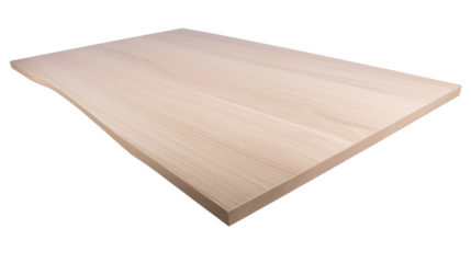 Rectangular wooden panel with smooth horizontal grain on transparent background
