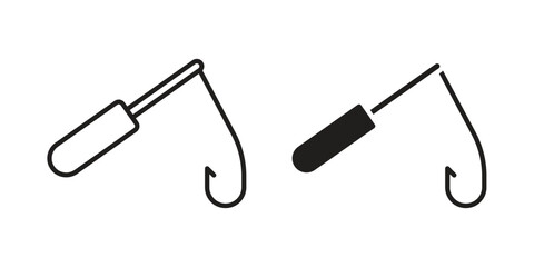 Fishing icon concept outline symbol design. Simple element illustration.