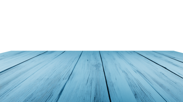 Close-up of weathered wooden planks with light blue pastel finish on transparent background - Powered by Adobe
