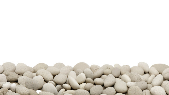 Close-up of smooth, rounded pebbles with transparent background
