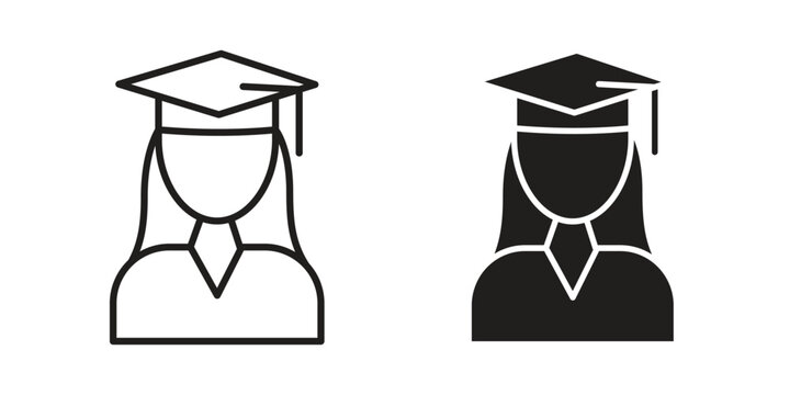 Graduated icon concept outline symbol design. Simple element illustration.