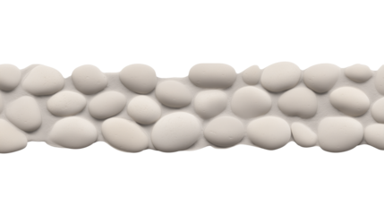 Row of smooth oval stones in gradient arrangement on transparent background