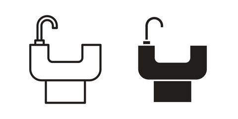 Hair washer sink icon concept outline symbol design. Simple element illustration.