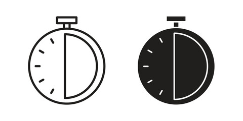 Half hour icon concept outline symbol design. Simple element illustration.