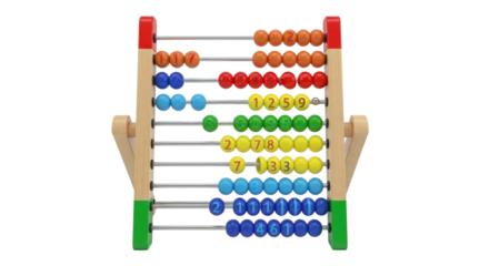 3D Abacus Counting Tool for Kids Education on White Background   PNG Clean