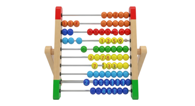 3D Abacus Counting Tool for Kids Education on White Background   PNG Clean
