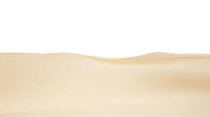 Expansive golden sand dunes in a serene desert landscape with transparent background