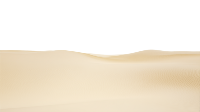 Expansive golden sand dunes in a serene desert landscape with transparent background