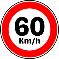 Speed Limit 60 kmh Traffic Sign Vector