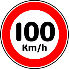 Speed Limit 100 kmh Traffic Sign Vector