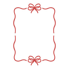 Wedding frame with bow and ribbon doodle. Coquette Whimsical boarder in sketch style. Hand drawn vintage vector illustration for Valentine’s Day