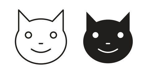 Kitten icon concept outline symbol design. Simple element illustration.