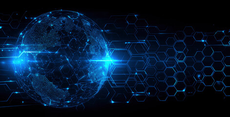 Digital Globe: Network Connections and Hexagons