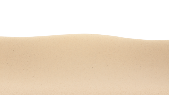 Expansive desert landscape with smooth sand dunes and a seamless horizon on transparent background