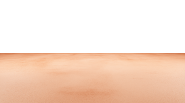 Expansive beach scene with smooth light orange sand and soft golden sunlight, transparent background