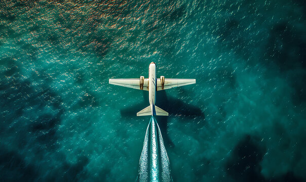 Top View of an Old Tiny Plane Flying in the Center: A Concept of Nostalgic Aviation, Retro Travel, and Vintage Adventure - Powered by Adobe