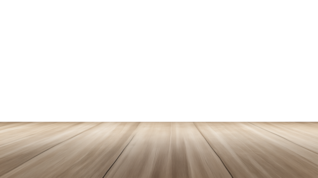 Minimalist interior with light brown wooden flooring and natural lighting on transparent background