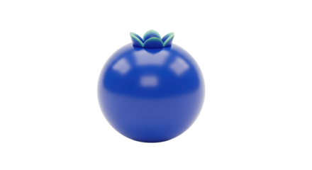 3D Blueberry Icon Cute Round Shape on White Background  PNG Clean
