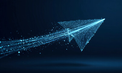 Abstract glowing paper airplane design