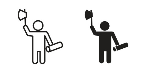 Lumberjack icon concept outline symbol design. Simple element illustration.