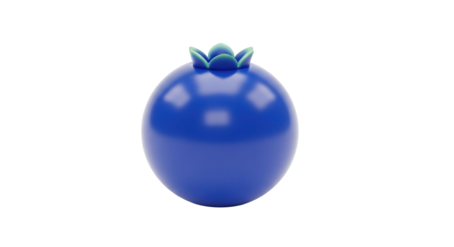 3D Blueberry Icon Cute Round Shape on White Background  PNG Clean