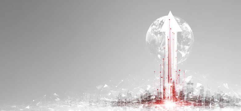 Global growth: upward trend city skyline - Powered by Adobe