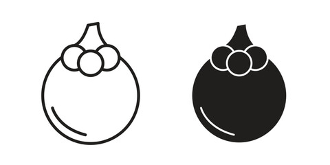 Mangosteen icon concept outline symbol design. Simple element illustration.