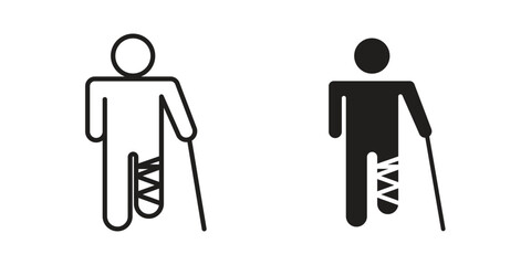 Man with broken leg icon concept outline symbol design. Simple element illustration.
