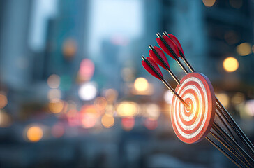 Red arrows hitting center target bullseye