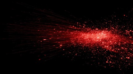 Dynamic Red Sparkles on Black Background, Abstract Design Element for Festive and Energetic Visuals