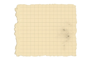 Old grid paper with torn edges and aged texture, creating an empty vintage note for school or work projects