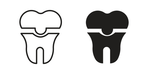 Molar crown icon concept outline symbol design. Simple element illustration.