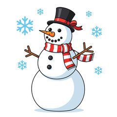 snowman with christmas tree