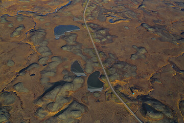 aerial view of a farm in the wild, Iceland