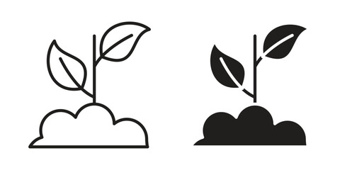Plant icon concept outline symbol design. Simple element illustration.