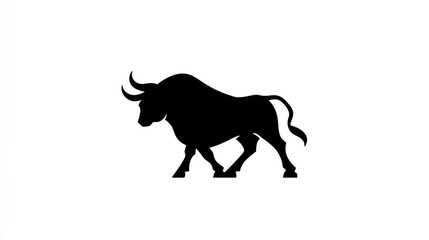 Strong Bull Silhouette Vector Icon Design Element on White Background for Finance, Power, and Agriculture Concepts