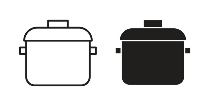 Stew pot icon concept outline symbol design. Simple element illustration.