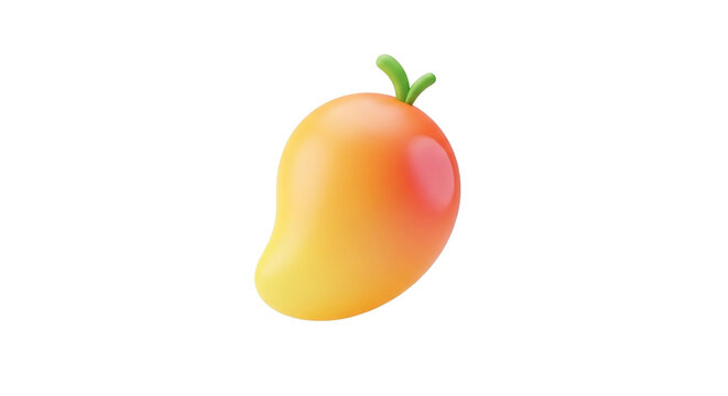 3D Mango Icon Soft Color Style on White Background  PNG Clean