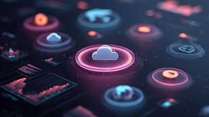 Cloud Technology Infrastructure and Digital Data Network, Abstract Concept