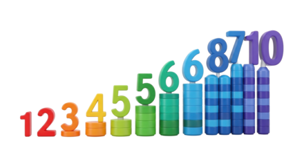 3D Math Counting Rods Set for Classroom Learning on White Background  PNG Clean
