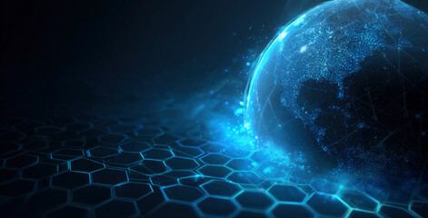 Abstract glowing blue digital earth