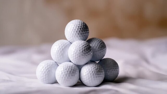 Arrangement of golf balls in pyramid shape sports and recreation concept