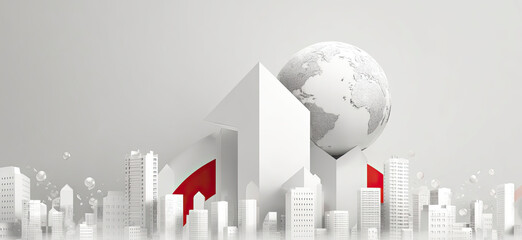 Global growth: upward trend city skyline