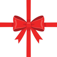 A vibrant red ribbon tied in a decorative bow, centered on a clean white background, perfect for gift wrapping or festive occasions.