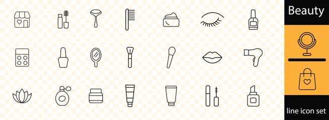 Beauty and Spa set of web icons in line style. Cosmetics services & Spa icons for web and mobile app. Spa treatments, skin care, massage, hyaluronic acid, serum, anti ageing, pore tighten, cosmetology