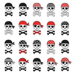 Collection of Pirate Skull and Crossbones Illustrations.