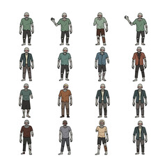 Collection of Zombie Characters for Halloween.