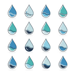 Water Drop Icons Collection for Design Elements.
