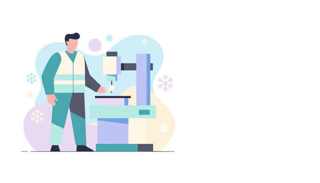 Engineer operates industrial precision machinery in a modern manufacturing setting illustration